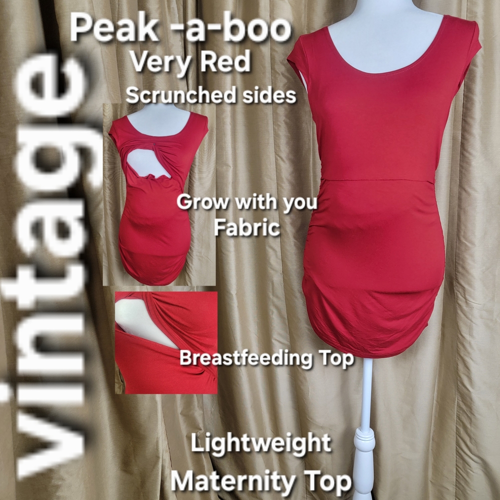 Red Peek-a-Boo Maternity Top
